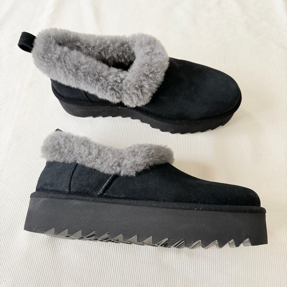 NEW Ugg Womens Low Ankle Boots Fur Black Casual Comfort Boho Size 8